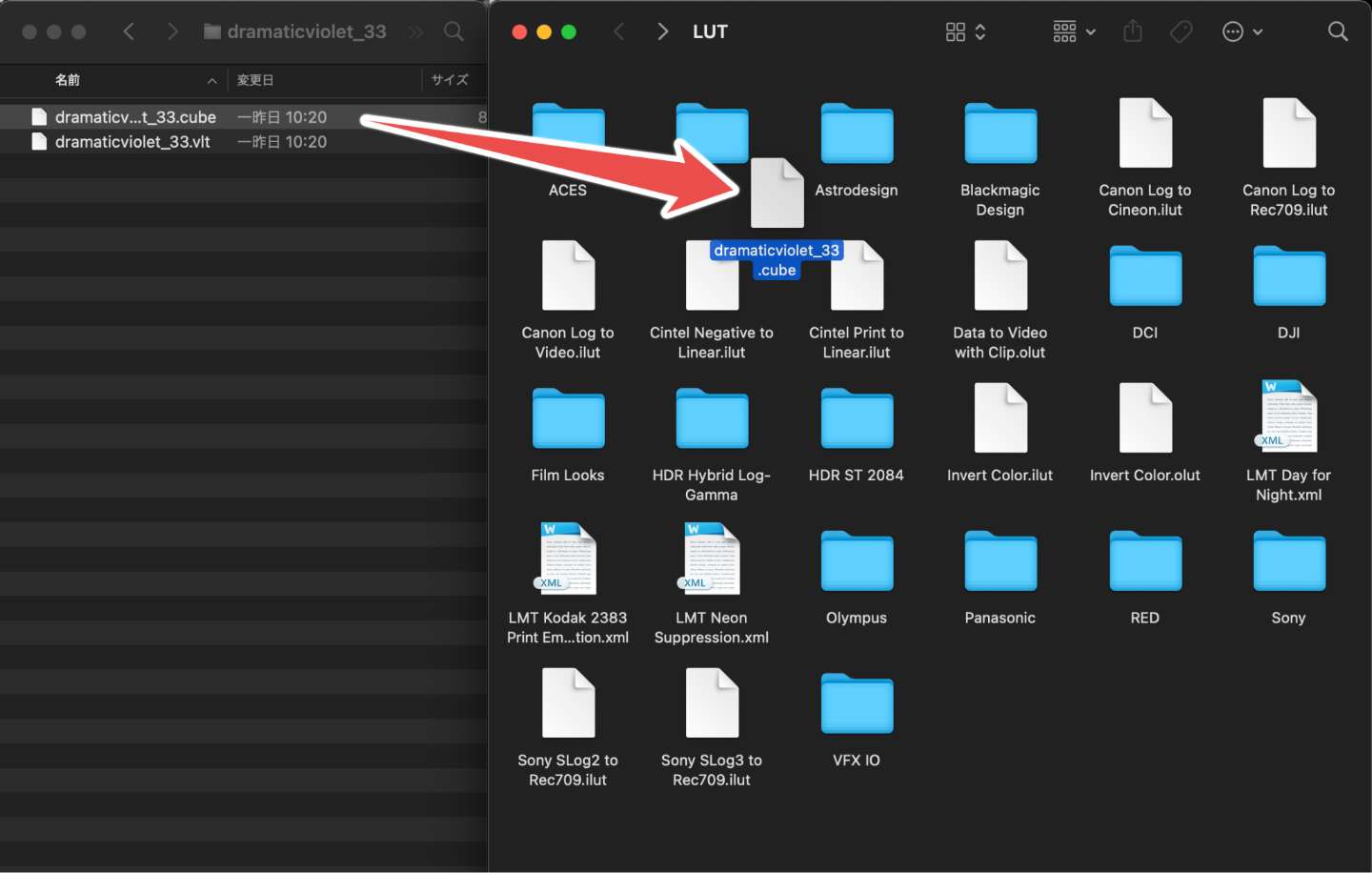 DaVinci ResolveへのLUTの読み込み2